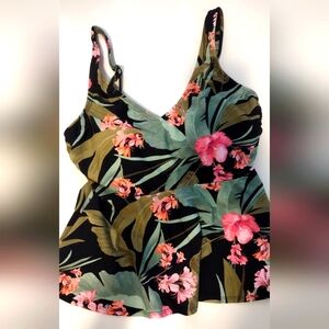 Kona Sol Tropical Palm Print Tankini